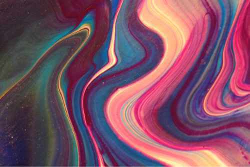 Abstraktes, farbenfrohes Kunstwerk mit fließenden Formen, verwendet zur kunsttherapeutischen Begleitung bei Hebamme Romy Leuteritz in Zwickau